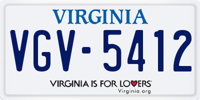 VA license plate VGV5412