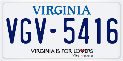 VA license plate VGV5416