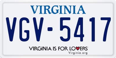 VA license plate VGV5417