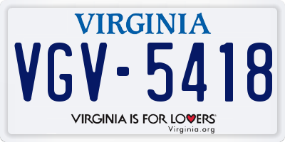 VA license plate VGV5418