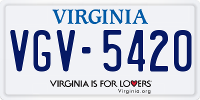 VA license plate VGV5420