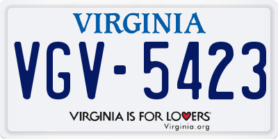 VA license plate VGV5423