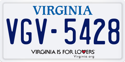 VA license plate VGV5428
