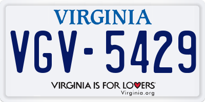 VA license plate VGV5429