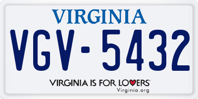 VA license plate VGV5432