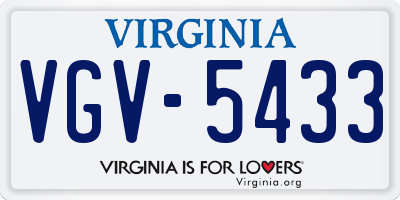 VA license plate VGV5433