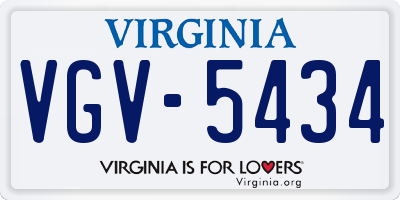 VA license plate VGV5434