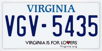 VA license plate VGV5435
