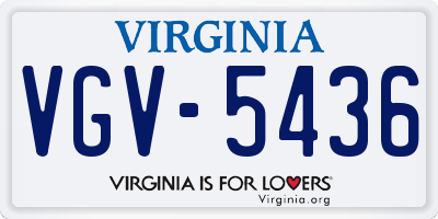 VA license plate VGV5436