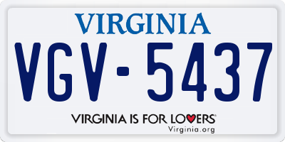 VA license plate VGV5437