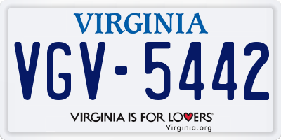 VA license plate VGV5442