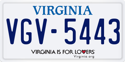 VA license plate VGV5443