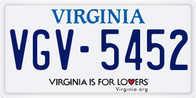 VA license plate VGV5452