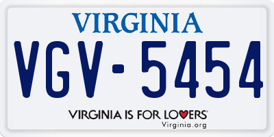 VA license plate VGV5454
