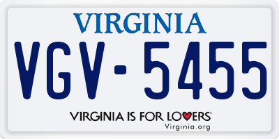 VA license plate VGV5455