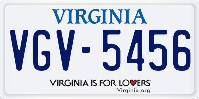 VA license plate VGV5456
