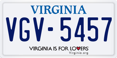 VA license plate VGV5457