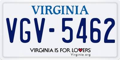 VA license plate VGV5462