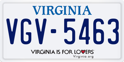 VA license plate VGV5463