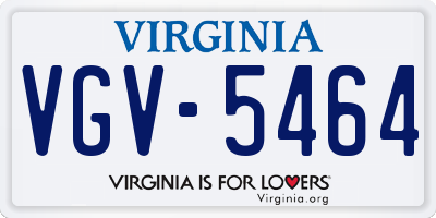 VA license plate VGV5464