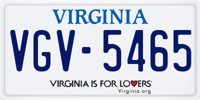 VA license plate VGV5465