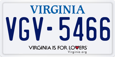 VA license plate VGV5466