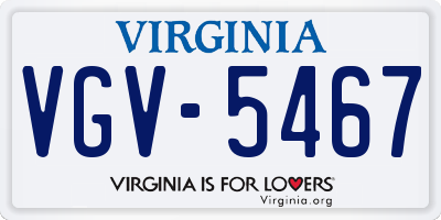 VA license plate VGV5467