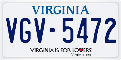 VA license plate VGV5472