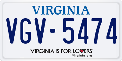 VA license plate VGV5474