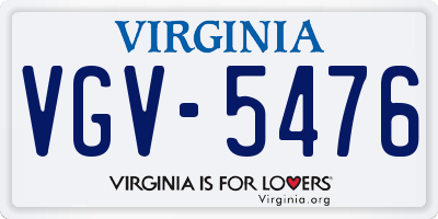 VA license plate VGV5476