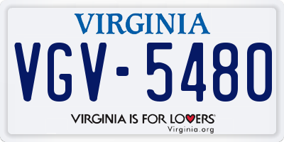 VA license plate VGV5480