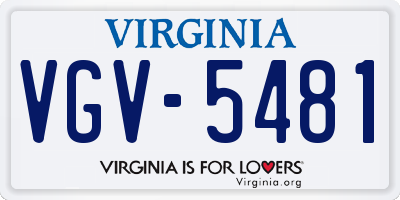 VA license plate VGV5481