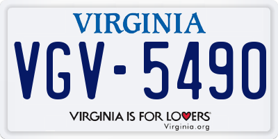 VA license plate VGV5490