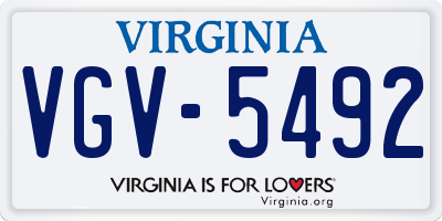 VA license plate VGV5492