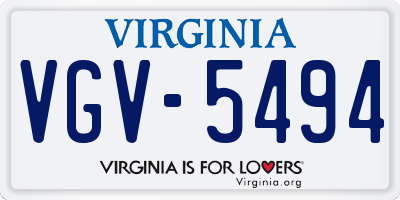 VA license plate VGV5494