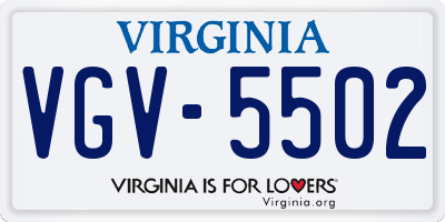 VA license plate VGV5502