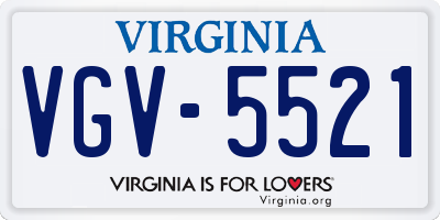 VA license plate VGV5521