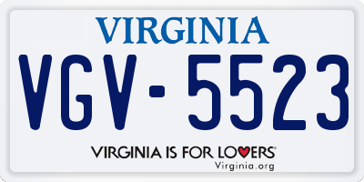 VA license plate VGV5523