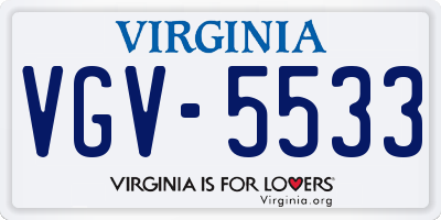VA license plate VGV5533
