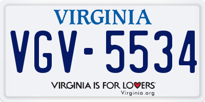 VA license plate VGV5534