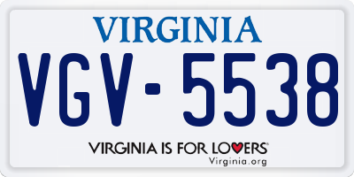 VA license plate VGV5538