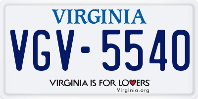 VA license plate VGV5540