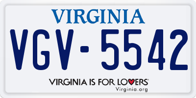 VA license plate VGV5542