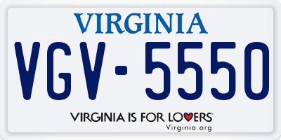 VA license plate VGV5550