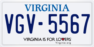 VA license plate VGV5567
