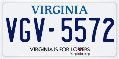 VA license plate VGV5572