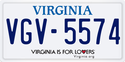 VA license plate VGV5574