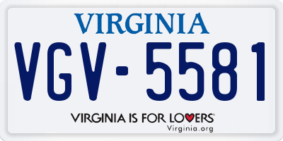 VA license plate VGV5581