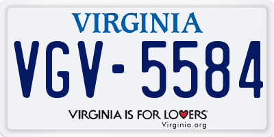 VA license plate VGV5584