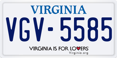 VA license plate VGV5585